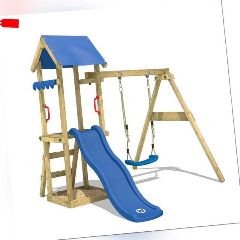 WICKEY Spielturm Klettergerüst TinyWave Blaue Rutsche