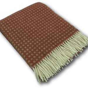 Wolldecke Tagesdecke Überwurf Wollplaid Decke 100% Wolle rot/creme