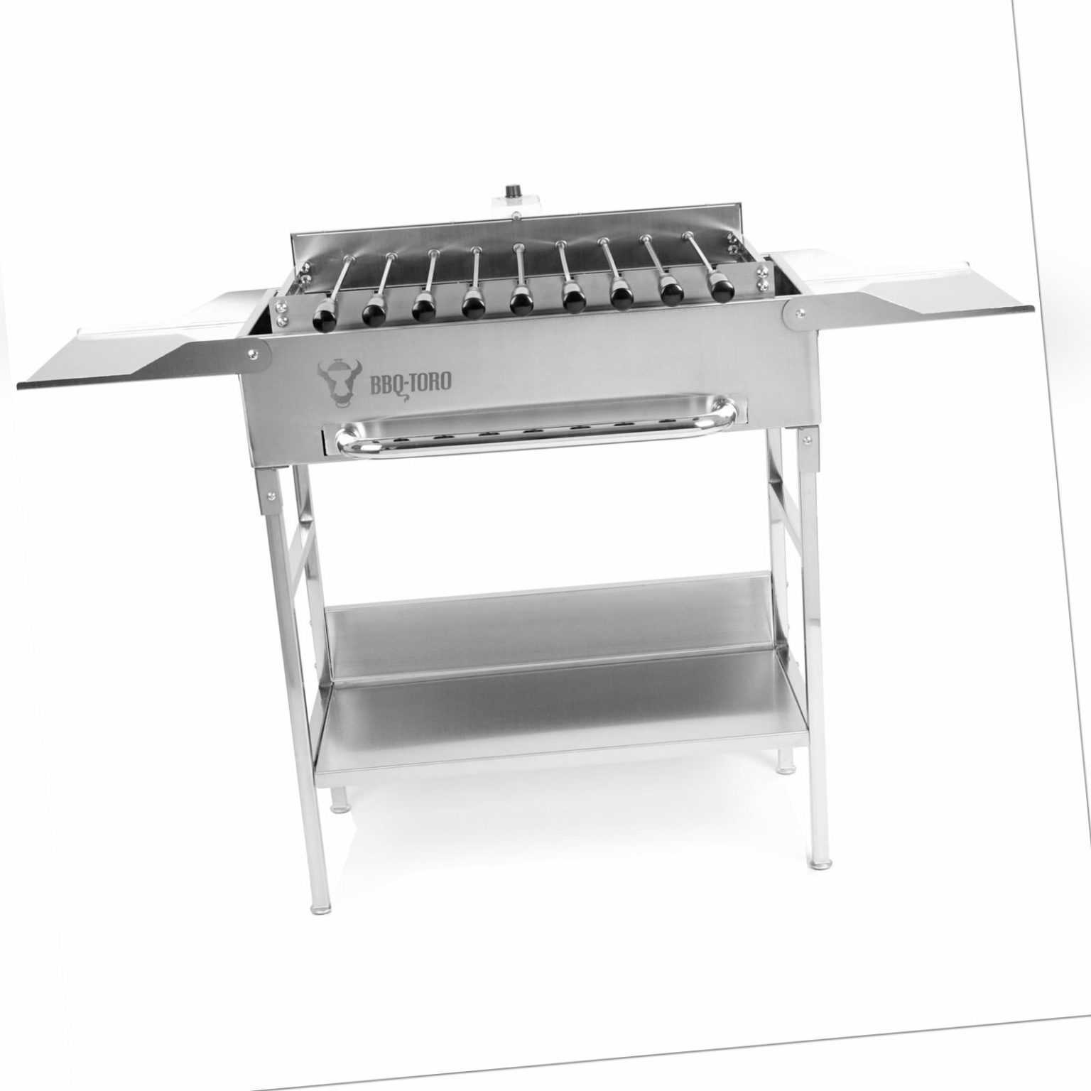 BBQ-Toro Mangal Holzkohlegrill Schaschlik Spiessdreher mit 9 Spießen Motor USB