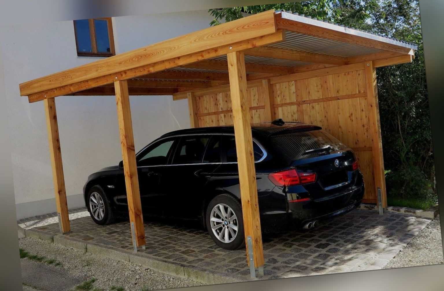 Einzelcarport 3x6 m, ca. 310 x 600cm, Lärche, direkt vom Hersteller