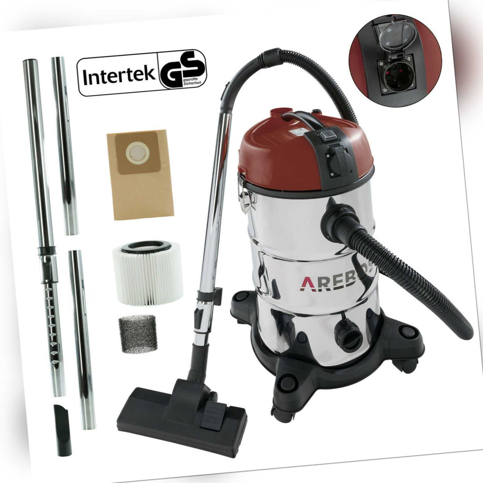 AREBOS Industriestaubsauger Nass- & Trockensauger 2300W Staubsauger 30L Rot