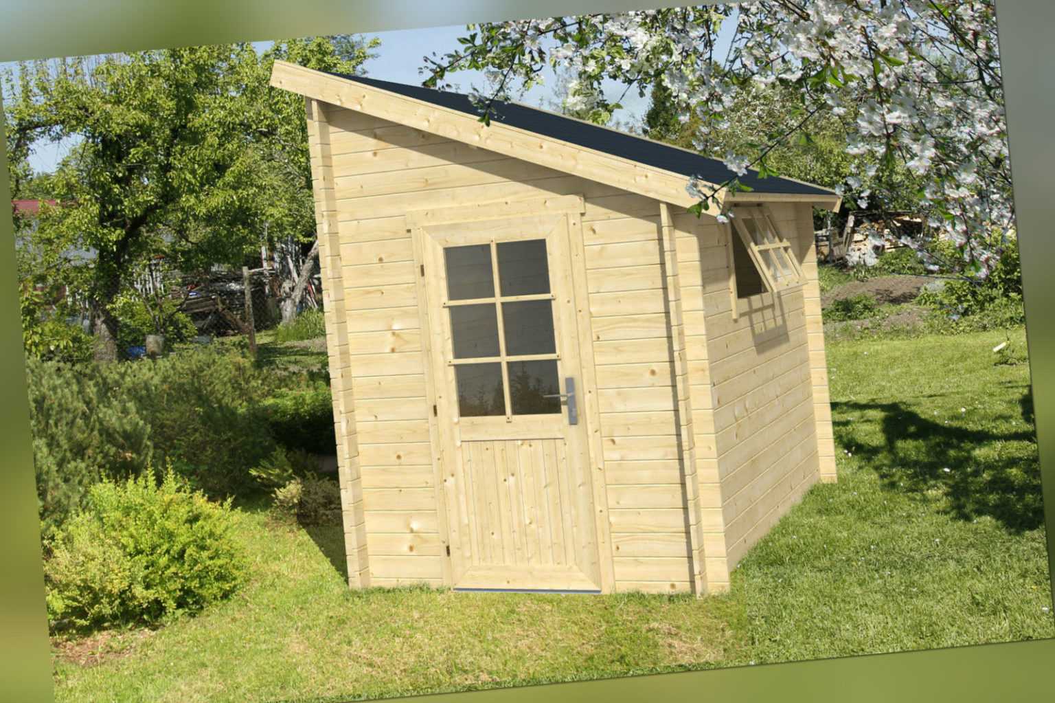 Anbauschuppen Jura Gerätehaus Holzhaus Schuppen 200 x 295 cm 28 mm Holz Neu