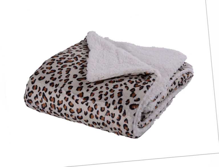 Kuscheldecke beige Leoparden Muster Lammflor Decke 150x200 Webpelz