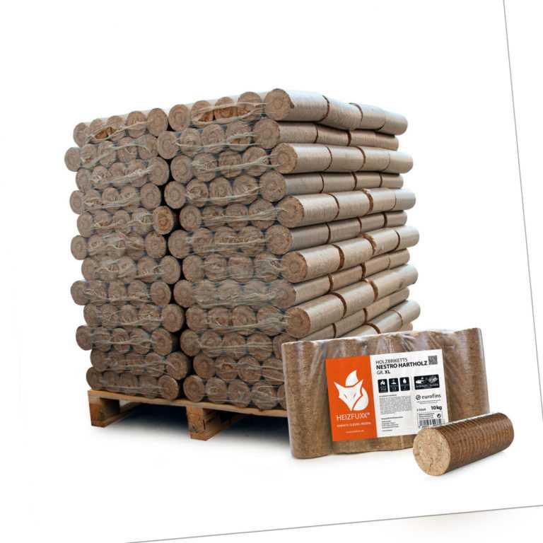 Holzbriketts Nestro Hartholz Kaminbrikett Rund Öko Eiche 10kg x 96 960kg Palette