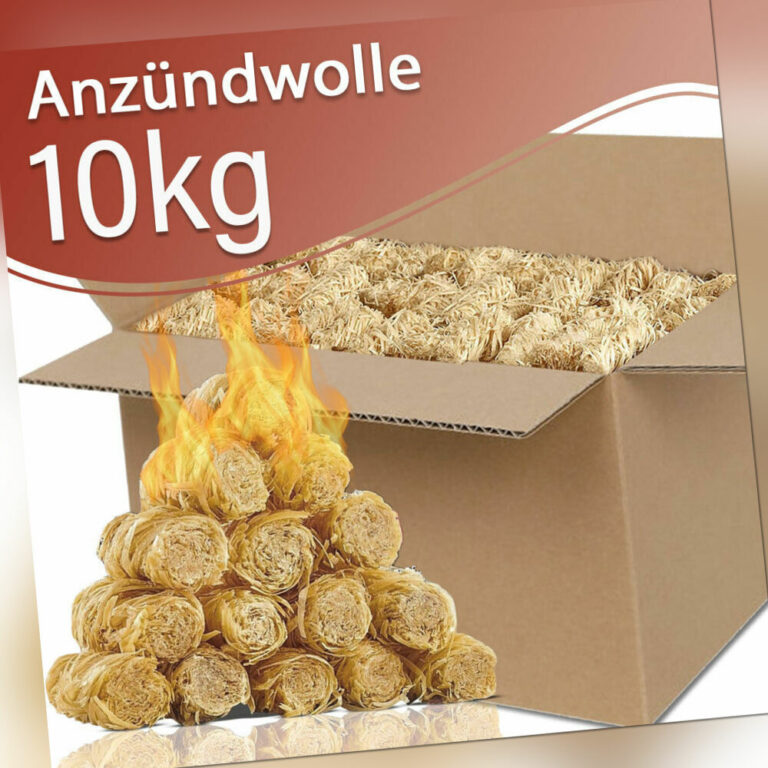 10kg Öko Anzündwolle Kaminanzünder Grill Holz Anzünder Holzwolle Feueranzünder