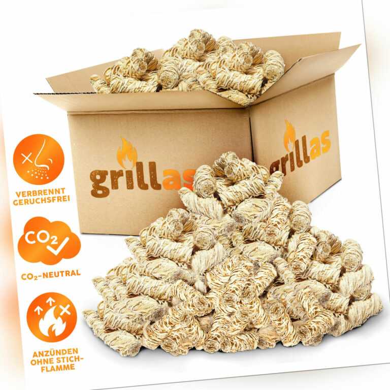 grillas® BIO Anzünder Kaminanzünder Holzwolle Grillanzünder Holz Feueranzünder