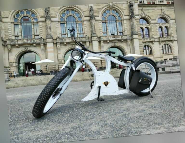 Power-Bikes, Pedelec, E-Bike, Fatbike, Cruiser, Fahrrad, weiß, Retro, Chopper