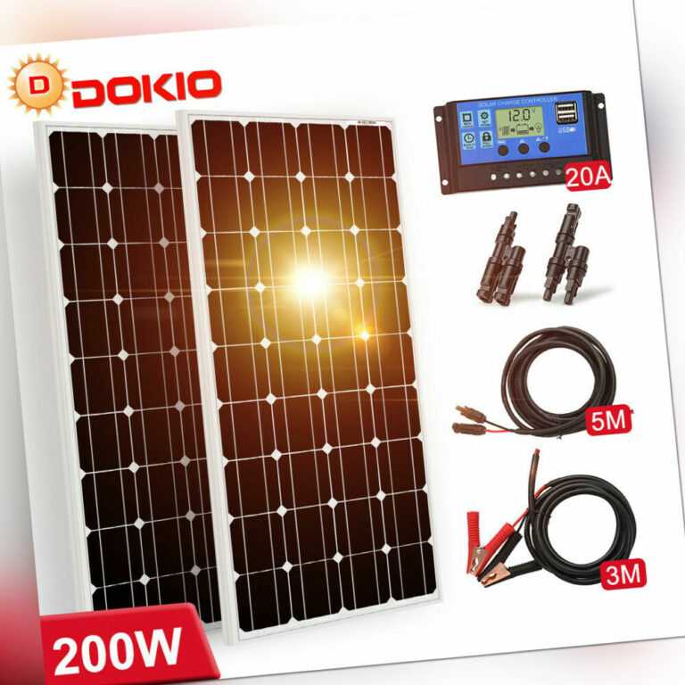 Dokio 12v 100W 200w Mono Grid SolarPanel Solarmodul Kit für Auto/Wohnmobil/Haus