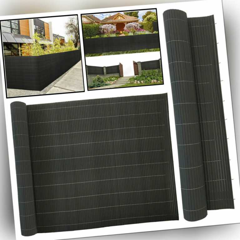 Sichtschutzmatte PVC Sichtschutz Zaun Windschutz Anthracite Terrasse Matten DHL