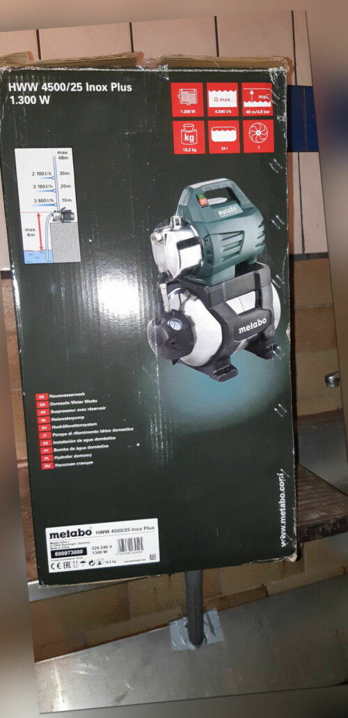 Metabo Hauswasserwerk HWW 4500/25 Inox Gartenbewässerung Umwälzen Klarwasser