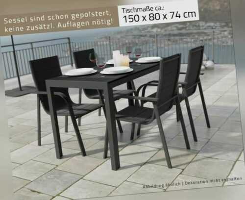 Alu Gartensitzgruppe Gartenmöbel Set Gartenset 5tlg. Sitzgruppe Essgruppe Tisch