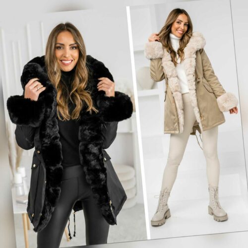 Parka Winterjacke Wärmejacke Unifarben Classic Winter Kapuze Damen BOLF Casual