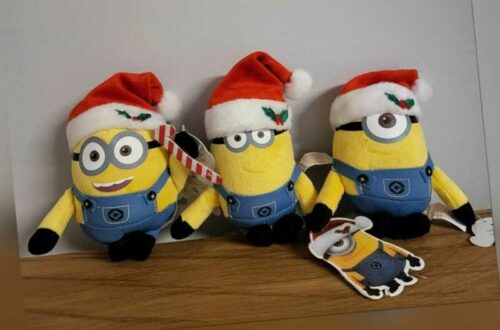 Minions Weihnachtsminion X-Mas 3Fach sort Plüsch Bag Clip Schlüsselanhänger 13cm