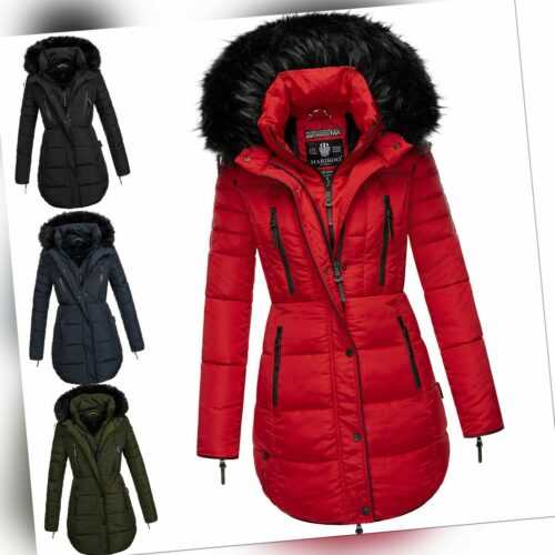 Marikoo warme Damen Winter Jacke Winterjacke Parka Stepp Mantel lang B401