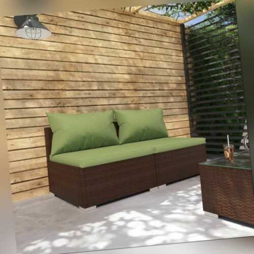 2-tlg. Garten-Lounge-Set mit Kissen Poly Rattan Braun