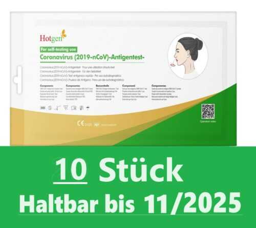 HOTGEN Schnelltest 10 Stück 1er Paket Nasal Antigen Laientest Selbsttest Corona