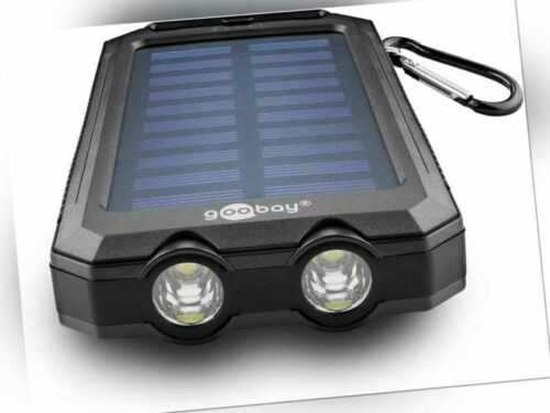 Outdoor Powerbank 8000mAh mit Solar und Taschenlampe Zusatzakku 2x USB Ladegerät