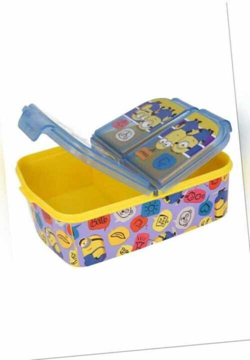 Minions Kinder Premium Brotdose Lunchbox Frühstücks-Box Vesperdose mit 3 Fächern