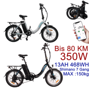 Elektrofahrrad 20 Zoll Klapprad E Bike Citybike KAISDA E-Fahrrad Shimano 7Gängen