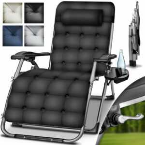 tillvex® Liegestuhl klappbar Sonnenliege max 200kg Garten Liege Stuhl mit Kissen