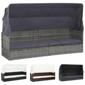 Gartensofa Baldachin Sonnenliege Gartenliege Lounge Sofa Bett Poly Rattan vidaXL