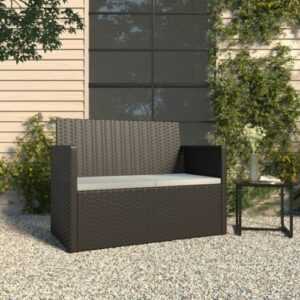 vidaXL Gartenbank mit Kissen Schwarz 105 cm Poly Rattan