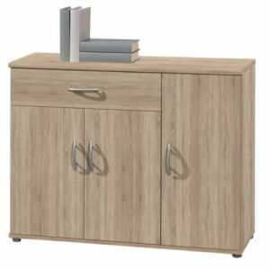 Kommode - Sonoma Eiche - 3 Türen - 90 cm Sideboard Anrichte Beistellschrank