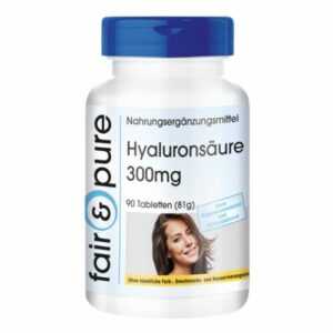 Hyaluronsäure 300 mg - 90 Tabletten für 90 Tage, hochdosiert, vegan, fair & pure