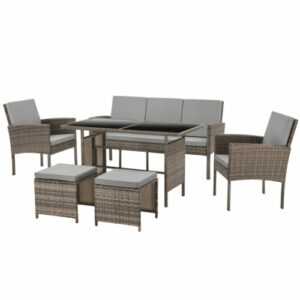 DENVER Sitzgruppe Polyratten-Lounge Garten-Lounge Sitzgruppe Rattan Braun