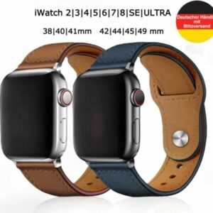 Uhrenarmband Leder Apple Watch Series 2 3 4 5 6 7 8 9 SE Ultra Ersatzband #KAA2