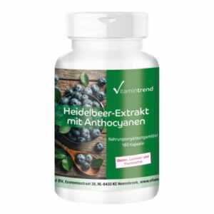 Heidelbeer-Extrakt 500 mg - 180 Kapseln - 25 % Anthocyane - VEGAN | Vitamintrend