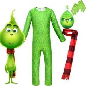 Grinch Santa Cosplay Kostüm Overalls Weihnachten Set Erwachsene Halloween Xmas.