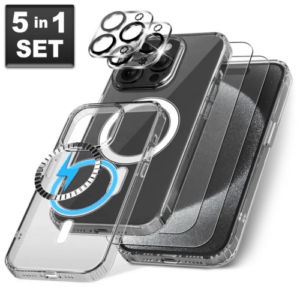 5in1 Set MagSafe Hülle Für iPhone 15 14 Pro Max Handyhülle Case Kameraschutz