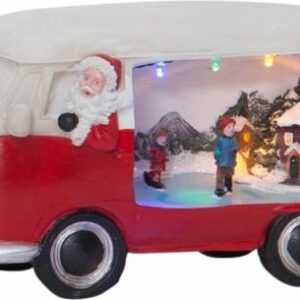 LED Weihnachtsdeko Bus mit Weihnachtsmann Tischdeko Weihnachten Vintage Timer