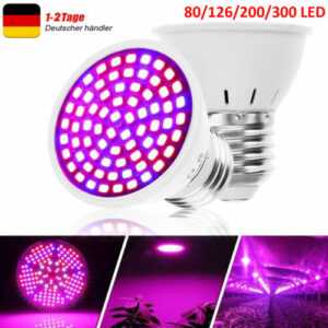 E27 Pflanzenlampe LED Grow Licht Birne 126-300LEDs Pflanzenleuchte Glühbirne