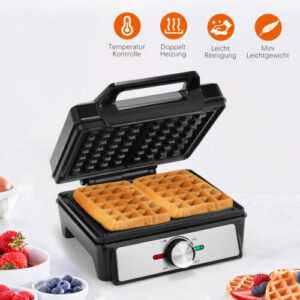 SUPERLEX 2-er Waffeleisen Dual Waffelautomat Anti-Haft Backen Waffelmaker XL