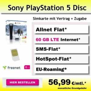 Handyvertrag Bundle mit PS5 Konsole Playstation 5 Disc Vertrag Allnet 60 GB LTE