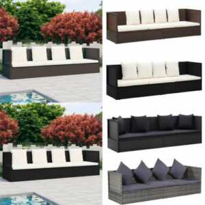 Garten-Sofabett mit Kissen Gartenmöbel Lounge Set Sitzgruppe Poly Rattan vidaXL