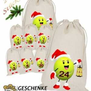 Weihnachtskalender Tennis Ball Adventskalender zum Befüllen 24 Stoffsäckchen