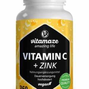 (57,41€/kg) Vitamin C 1000 hochdosiert + Zink vegan 12 Monate Made in Germany