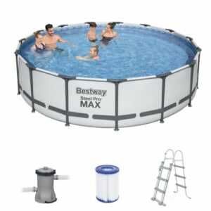 BESTWAY Steel Pro Max Pool Swimmingpool Filterpumpe Leiter Cover Rund 457x107cm