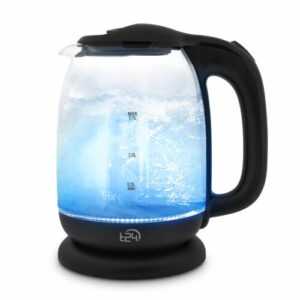 Glas Wasserkocher 1,7 Liter mit LED-Beleuchtung, Wasserkocher Glas Schwarz T24