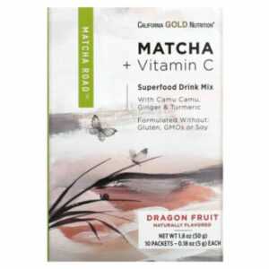 California Gold Nutrition, Matcha Road, Matcha + Vitamin C, Drachenfrucht, 10 St