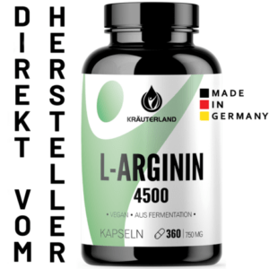 L-Arginin Kapseln hochdosiert, 360 Stück, vegan, mit 4500mg, reines Arginin HCL