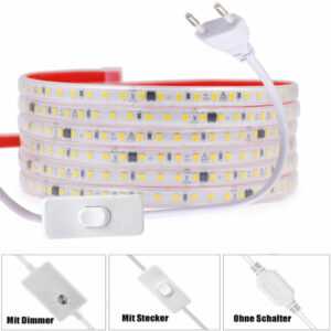 230V LED Stripe Streifen 120LEDs/m Band Wasserdicht Selbstklebend Lichterkette