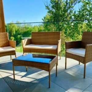 NEW Polyrattan Gartenmöbel-Set Rattan Sitzgruppe Rattanmöbel Lounge Tish