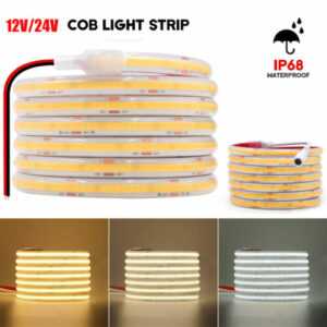 12V 24V COB LED Streifen IP68 Wasserdicht Band Stripe Lichterkette Selbstklebend