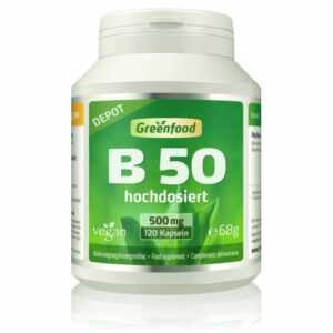 B 50, Vitamine der B-Gruppe, hochdosiert, 120 Kapseln – vegan