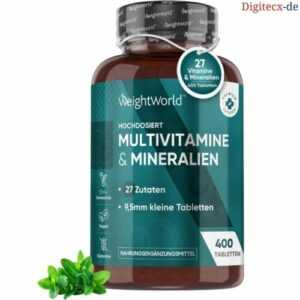 Multivitamin Tabletten - 400 Vegane Stück Mit 25 Vitamine & Mineralien - A-Z