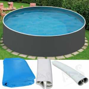 Schwimmbecken Set 3,60 x 1,20m graphit Folie 0,5mm Stahlwandpool Pool